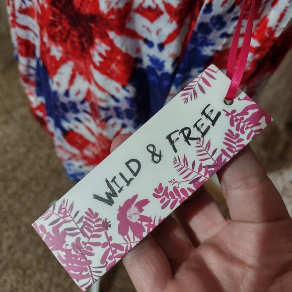 Freshman Wild & Free Tye Dye Patriotic Twist Front Tank Top - Picture 2 of 4